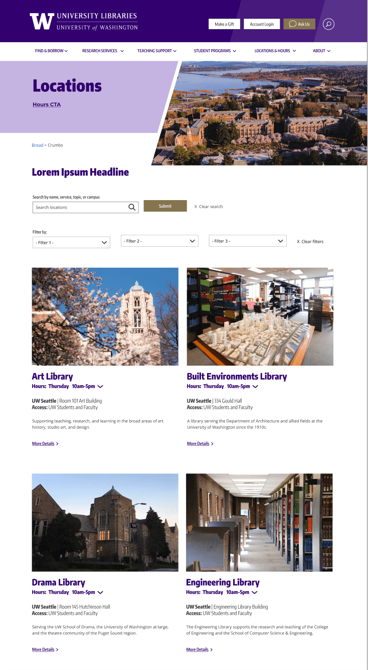 UW Libraries website screenshot
