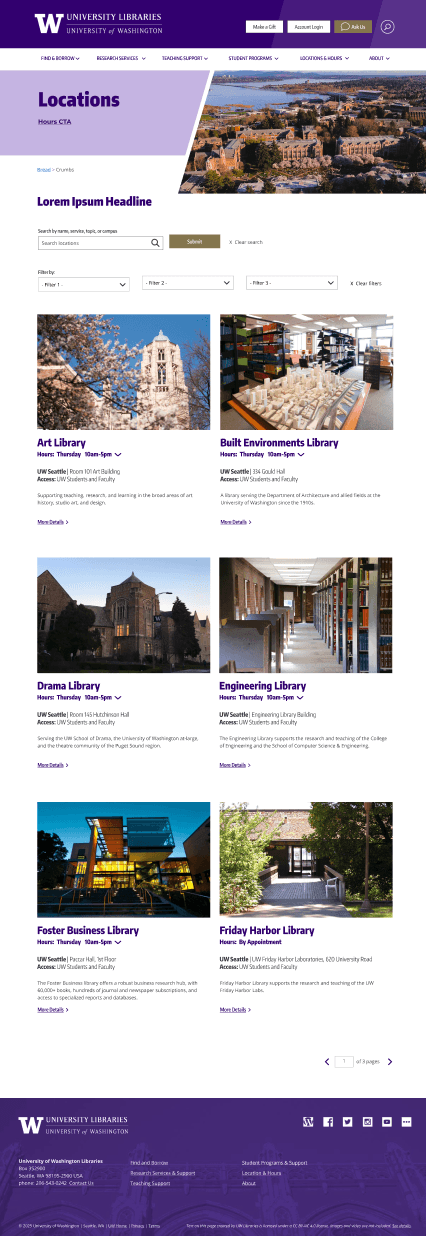 UW Libraries website screenshot