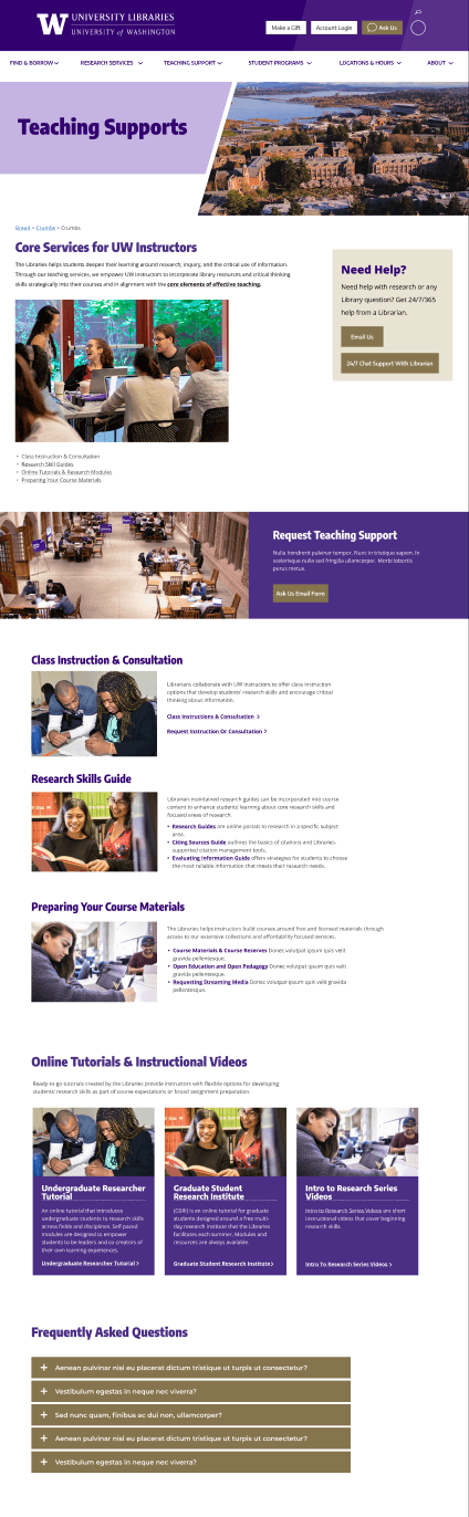UW Libraries website screenshot