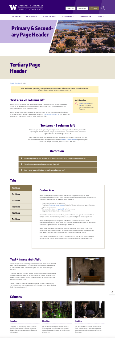 UW Libraries website screenshot