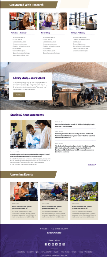 UW Libraries redesigned tertiary page