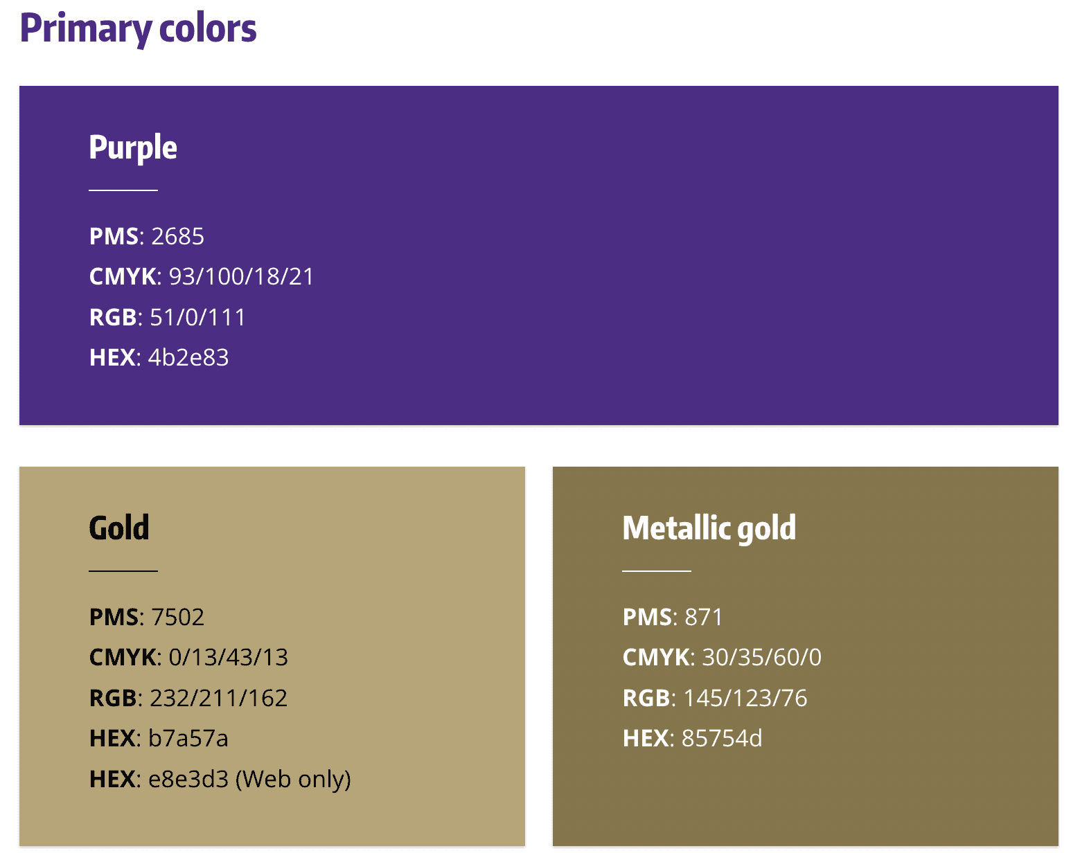 UW brand primary color palette