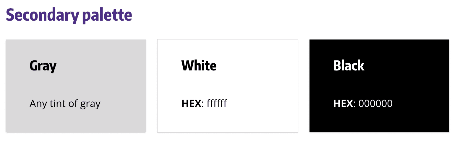 UW brand secondary color palette