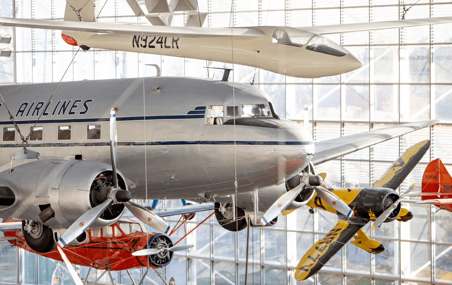 Museum of Flight exterior with historic aircraft